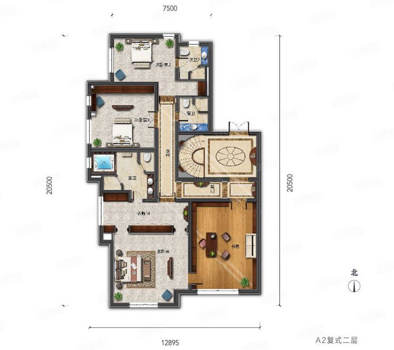 包頭裝修方案鹿城上院A2復(fù)式486.00平米